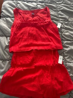 Old Navy Red Knit Tank and Shorts Set